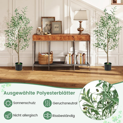 Artificial Olive Tree Set, 130 cm, 2 Pcs with Cement Pot
