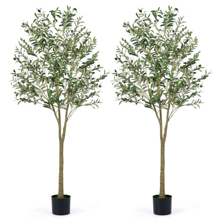 Artificial Olive Tree Set, 180 cm, 2 Pieces, Realistic Leaves