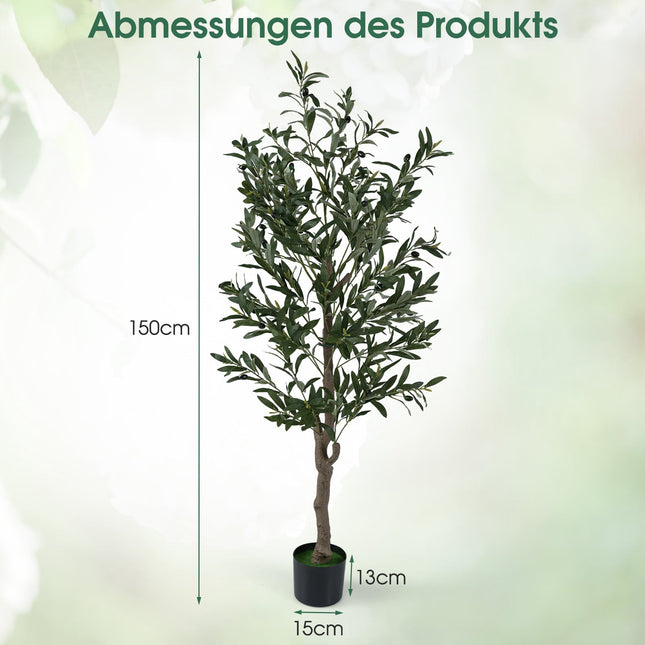 Artificial Olive Tree Set with Realistic Fruit, 150 cm