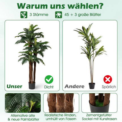Artificial Palm Tree Set with Adjustable Leaves, 191 cm
