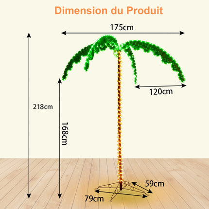 Artificial Palm Tree With LED Lights, 168 cm, Folding Base