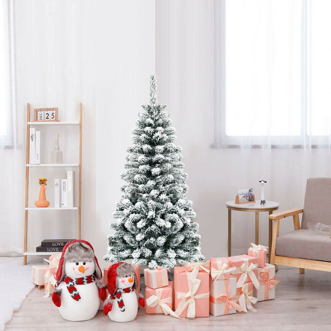 Artificial Pencil Christmas Tree, 4.5 Ft, Snow-Flocked; Unlit
