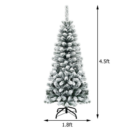 Artificial Pencil Christmas Tree, 4.5 Ft, Snow-Flocked; Unlit
