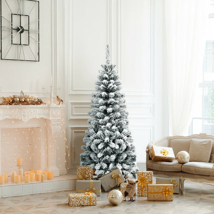 Artificial Pencil Christmas Tree, 4.5 Ft, Snow-Flocked; Unlit