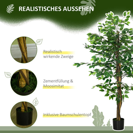 Artificial ficus tree 150 cm with planting - lifelike potted plant