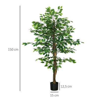 Artificial ficus tree 150 cm with planting - lifelike potted plant