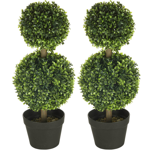 Boxwood artificial plants, set of 2 - 60 cm, UV resistant