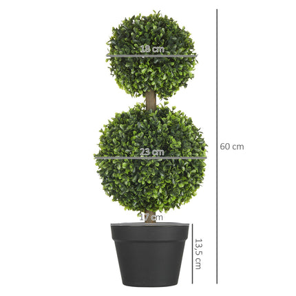 Boxwood artificial plants, set of 2 - 60 cm, UV resistant