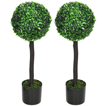 Artificial boxwood plants, UV resistant, 60 cm, set of 2