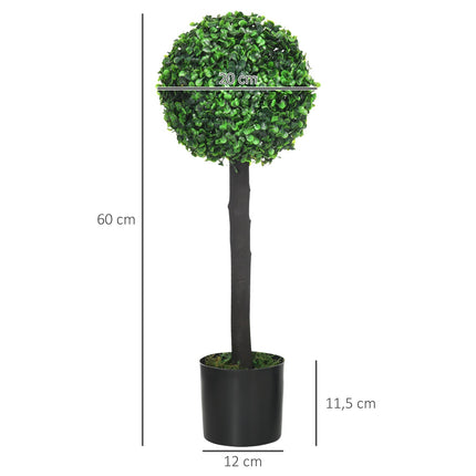 Artificial boxwood plants, UV resistant, 60 cm, set of 2