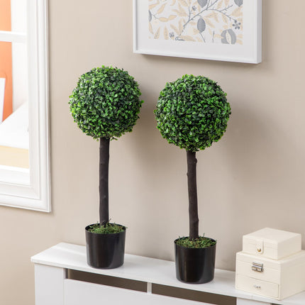 Artificial boxwood plants, UV resistant, 60 cm, set of 2