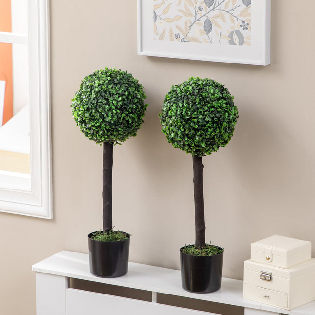 Artificial boxwood plants, UV resistant, 60 cm, set of 2