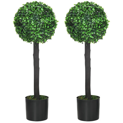 Artificial boxwood plants, UV resistant, 60 cm, set of 2