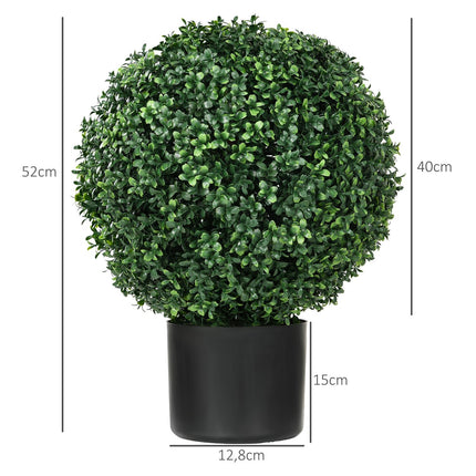 Artificial Box Trees, Set of 2 - UV Resistant, 52cm