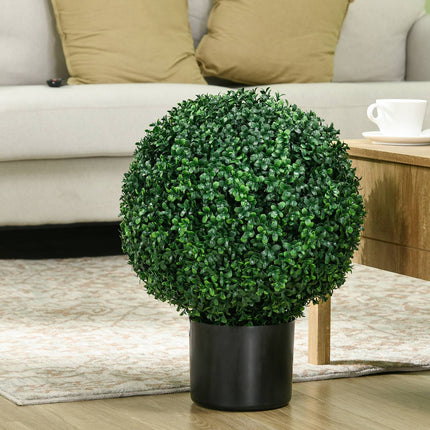 Artificial Box Trees, Set of 2 - UV Resistant, 52cm