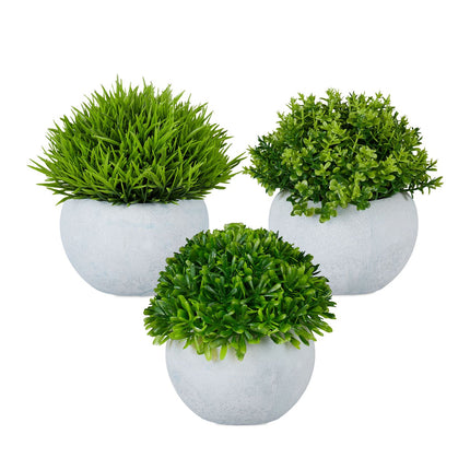 Artificial Plants Set of 3 in Grey Concrete Pots
