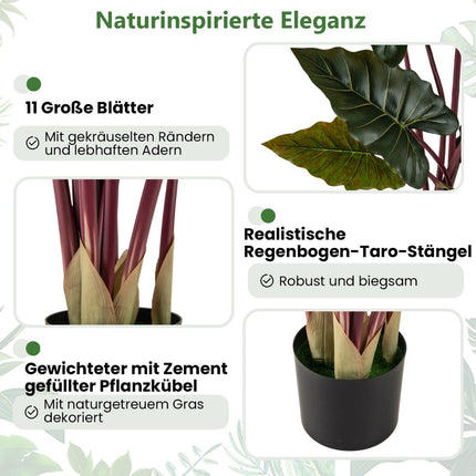 Artificial Rainbow Taro Plant, 160 cm, 11 Leaves