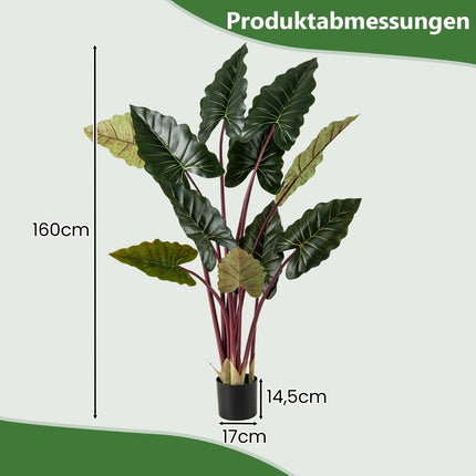 Artificial Rainbow Taro Plant, 160 cm, 11 Leaves