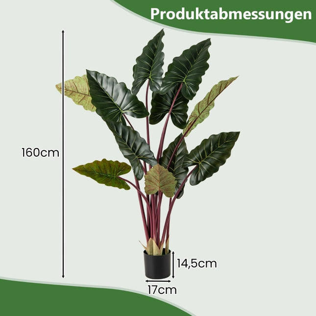 Artificial Rainbow Taro Plant, 160 cm, 11 Leaves