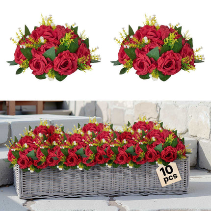 Artificial Red Rose Flower Balls, 10-Pack 240mm