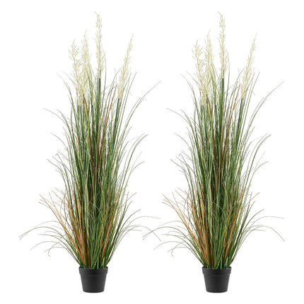Artificial Reed Grass Plants in Pot, 2-Pack, 5 Ft