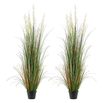 Artificial Reed Grass Plants in Pot, 2-Pack, 5 Ft