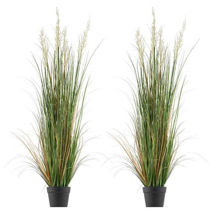 Artificial Reed Grass Plants in Pot, 2-Pack, 5 Ft