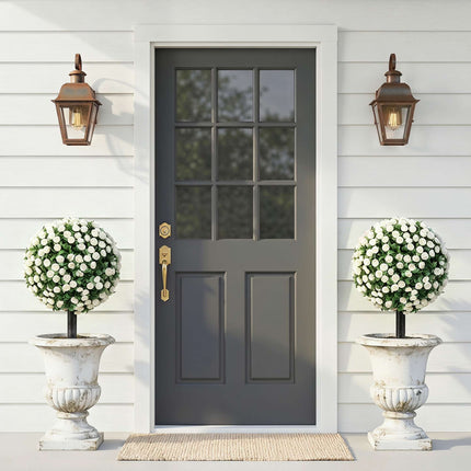 Artificial Rose Ball Topiary Stakes, 2-Pack, UV-Resistant, White