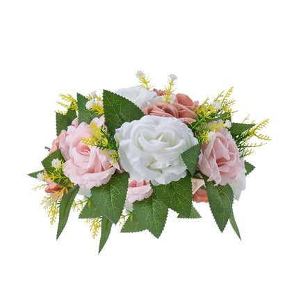 Artificial Rose Flower Balls, 10 Pack, 240mm Pink White