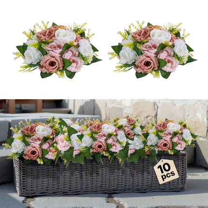 Artificial Rose Flower Balls, 10 Pack, 240mm Pink White