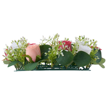 Artificial Rose Wreath Set, 13.4 In, Pink White, 10 Pack