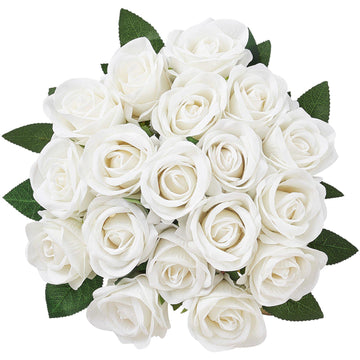 Artificial Roses, 60 White Foam Roses With Stems