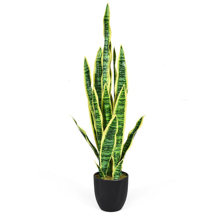 Artificial Snake Plant with Sturdy Pot Faux Agave Artificial Plant for Home & Office 90 cm Yellow