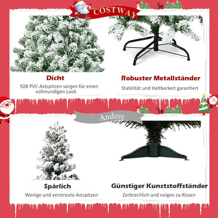 Artificial Snow-Covered Christmas Tree, 180 cm, PVC Needles