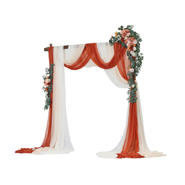 Artificial Wedding Arch Flowers, Orange 5-Piece Drapes Kit