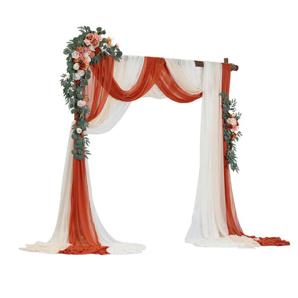 Artificial Wedding Arch Flowers, Orange 5-Piece Drapes Kit