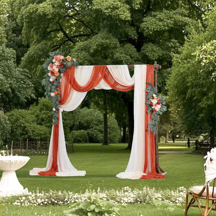 Artificial Wedding Arch Flowers, Orange 5-Piece Drapes Kit