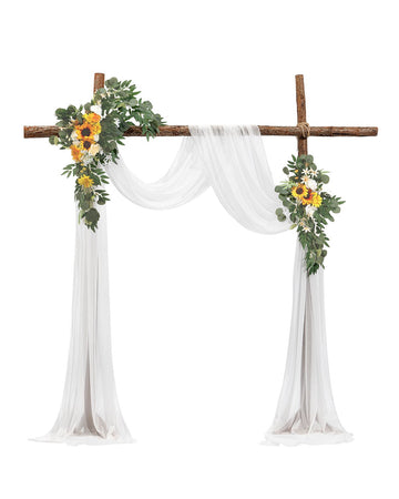 Artificial Wedding Arch Flowers With 21 Ft Drape, 3-Piece