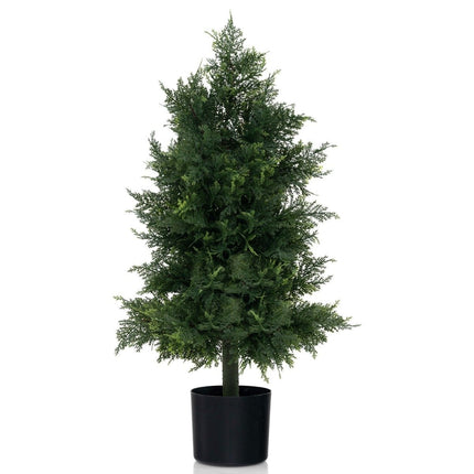 Artificial cedar topiary tree with pot & sun-resistant leaves pine tree