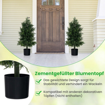 Artificial cedar topiary tree with pot & sun-resistant leaves pine tree