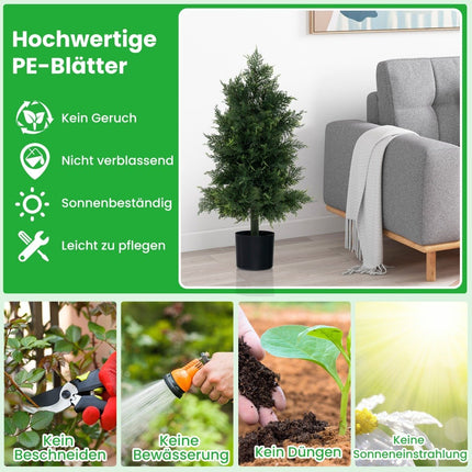 Artificial cedar topiary tree with pot & sun-resistant leaves pine tree