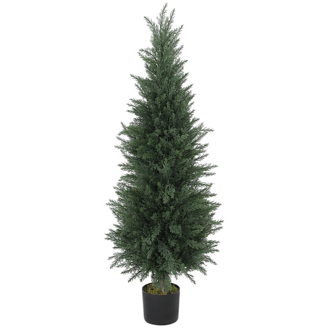 Artificial cypress plant, 638 plastic leaves, with pot, UV-resistant, green