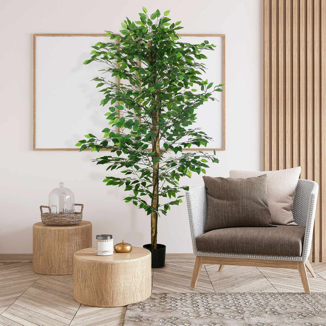 Artificial ficus tree with planting, 180 cm high potted plant