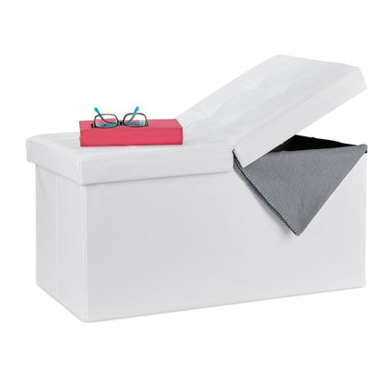 Artificial leather bench with folding lid