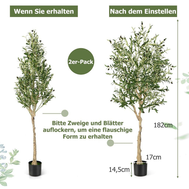 Artificial olive tree with 1296 leaves & 72 fruits olive plants 182 cm