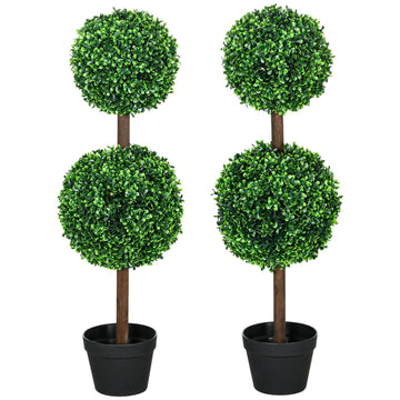 Artificial boxwood trees, 90 cm, UV resistant, set of 2