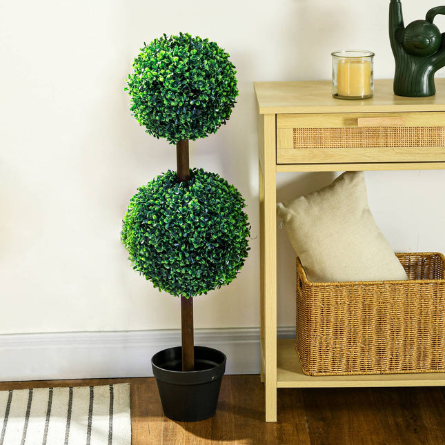 Artificial boxwood trees, 90 cm, UV resistant, set of 2
