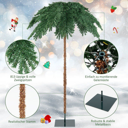 Artificial tropical Christmas palm with 250 warm white LED lights & 813 branch tips 180 cm