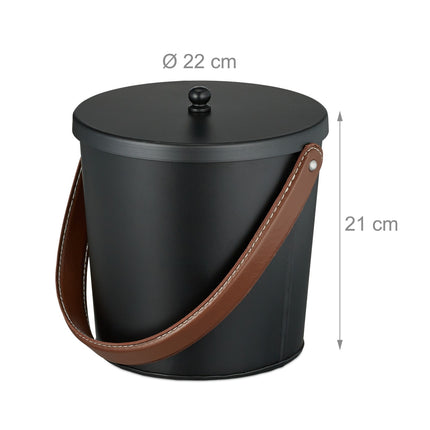 Ash Bucket with Lid – Steel, Leather Handle, Fireplace Use