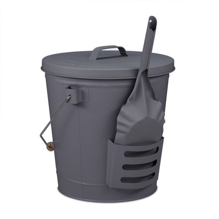 Ash bucket with lid and ash shovel